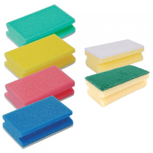 Finger Grip Sponge Scouring Pad         - R/B