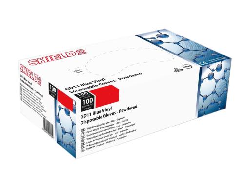 Shield Disposable Vinyl Gloves          - Powdered Blue                         (formerly Bodyguards)