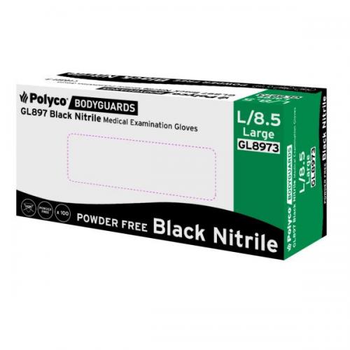 Bodyguards Disposable Nitrile Gloves    Powder Free - Black
