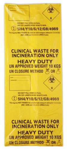 Clinical Waste Printed Sack 15x28x39"   10Kg-Yellow (SINGLE ROLL)               FL0501/MVN1673