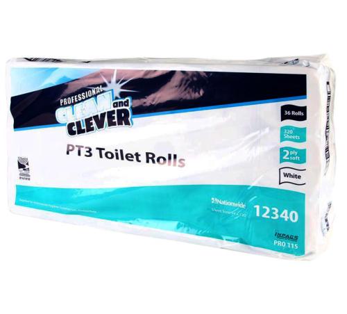 Clean & Clever Toilet Roll PT3          2ply White                              105899