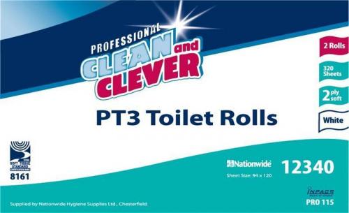 Clean & Clever Toilet Roll PT3          2ply White                              105899