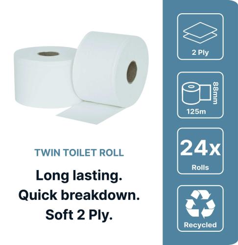 Tork Mini Jumbo Toilet Roll             2ply White                              120238