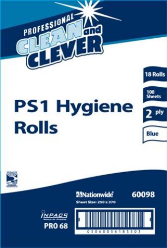 Essentials Hygiene Roll PS1/ H2B240     2ply Blue 250mm (10")                   60098