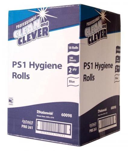 Essentials Hygiene Roll PS1/ H2B240     2ply Blue 250mm (10")                   60098
