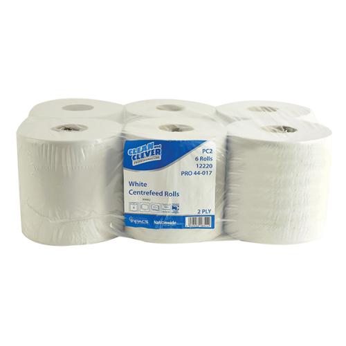 Essentials Centrefeed Roll PC2          2ply White                              12220