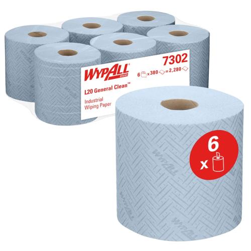 Wypall L20 Extra Centrefeed Rolls       2ply Blue                               7302
