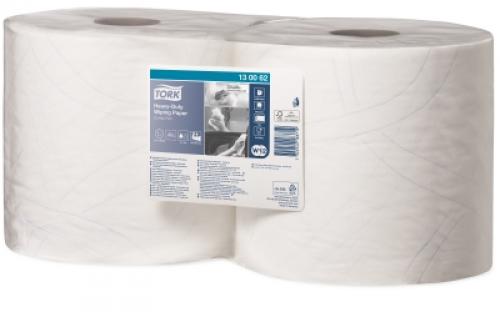 Tork Heavy Duty Wiping Paper Roll       2ply White                              130062