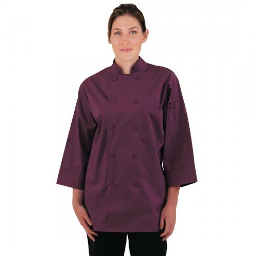 Chef Works 3/4 Sleeve Jacket Merlot - Size S (B2B)