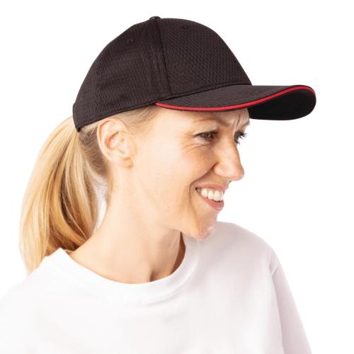 Chef Works Cool Vent Baseball Cap Red Trim - One Size
