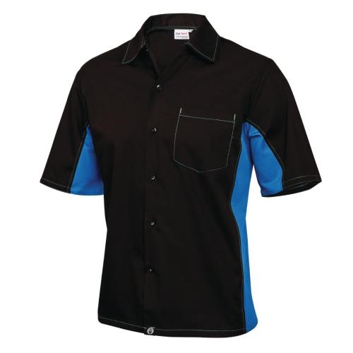 Chef Works Contrast Shirt Black & Blue - Size XL