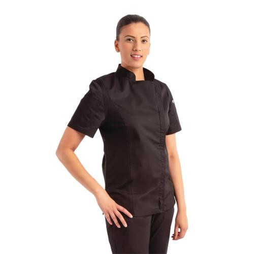Chef Works Womens Light Weight S/S Zip Coat Black - Size L (Direct)
