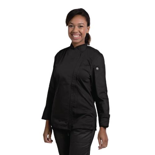 Chef Works Womens Hartford Lightweight L/S Zip Coat Black - Size L (B2B)