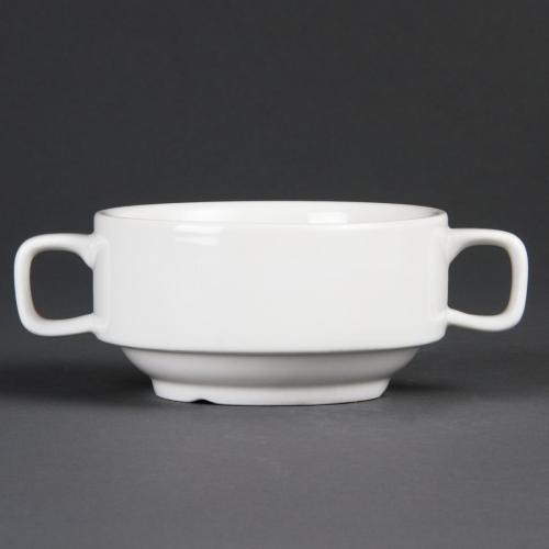 Olympia Whiteware Soup Bowl with Handles - 400ml 13 1/2fl oz (Box 6)