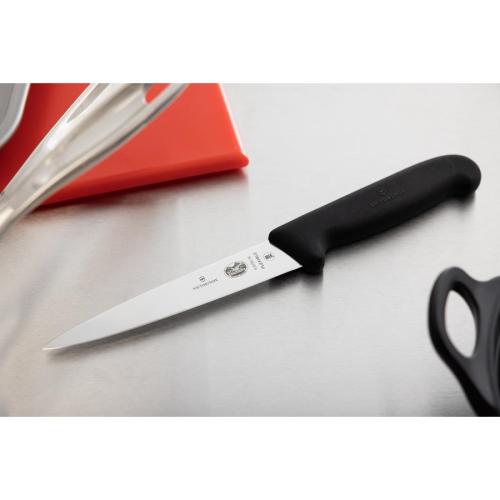 Victorinox Fibrox Black Handle Filleting Knife Flexible Blade - 16cm