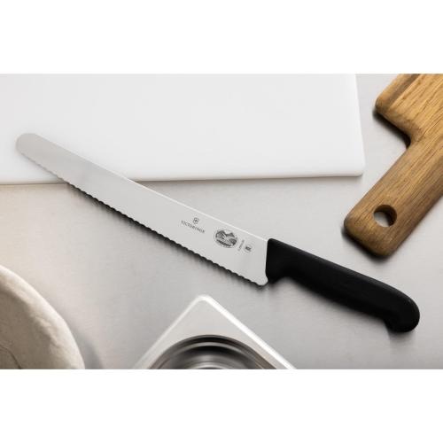 Victorinox Fibrox Black Handle Pastry Knife Wavy Edge - 26cm
