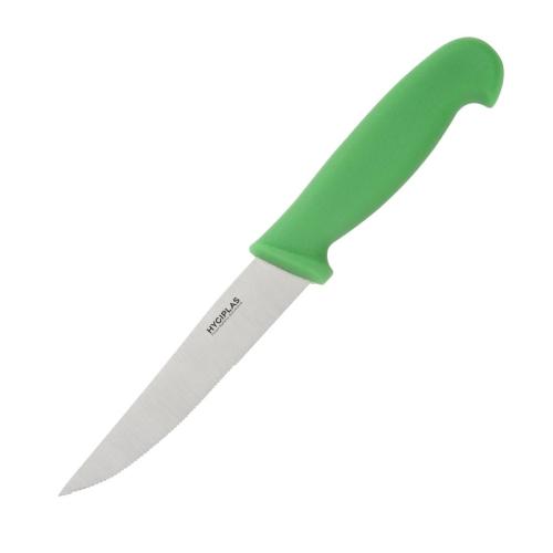 Hygiplas Vegetable Knife Serrated Green - 102mm 4"