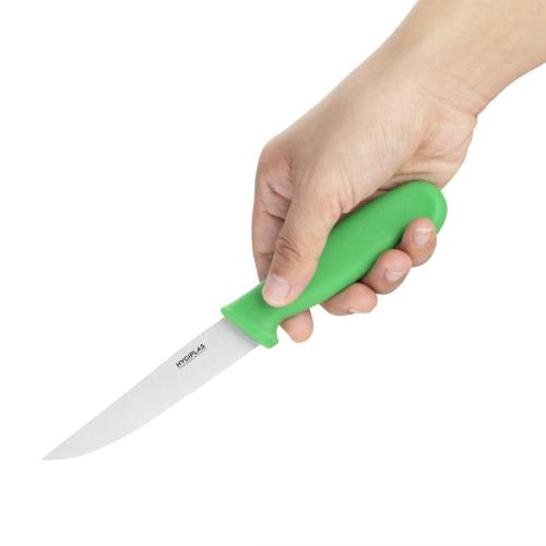 Hygiplas Vegetable Knife Serrated Green - 102mm 4"