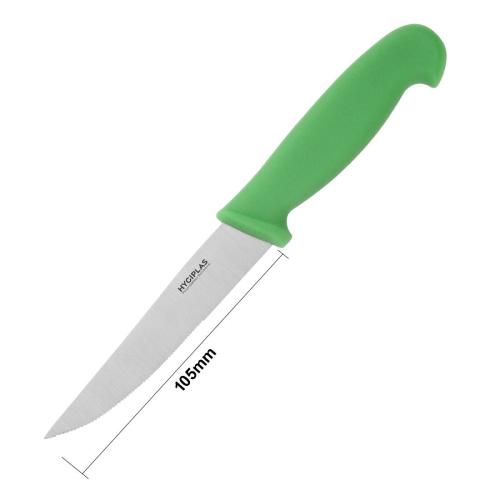 Hygiplas Vegetable Knife Serrated Green - 102mm 4"