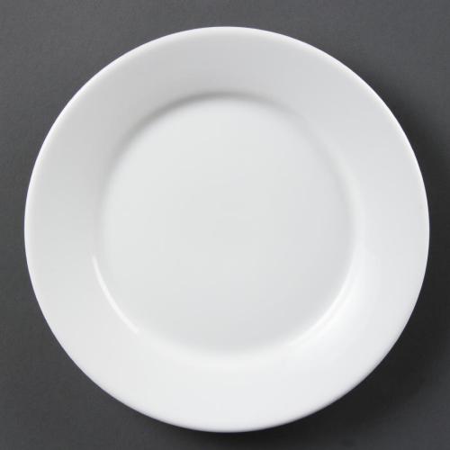 Olympia Whiteware Wide Rimmed Plate - 230mm (Box 12)