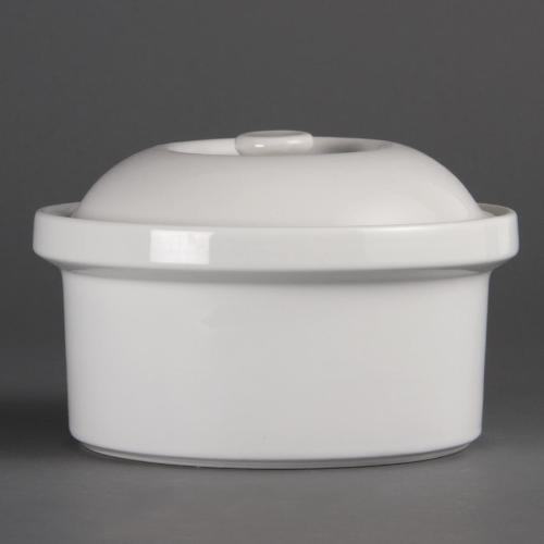 Olympia Whiteware Cookware Round Pot & Lid - 200x200x130mm (Single)