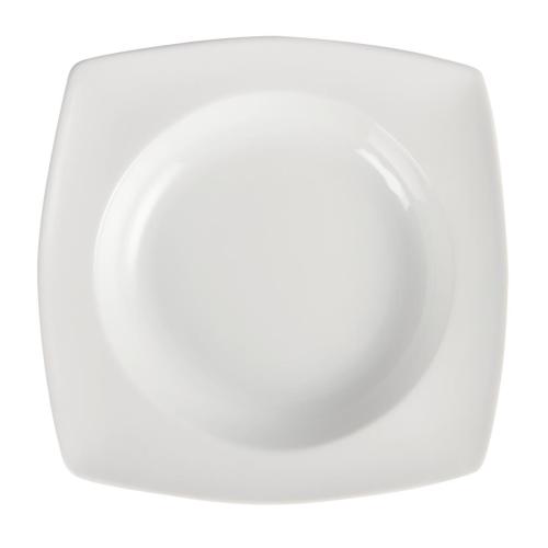 Olympia Whiteware Rounded Square Bowl Circular Well - 210x210x40mm (Box 4)