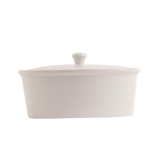 Olympia Whiteware Cookware Oval Pot & Lid - 262x188x155mm