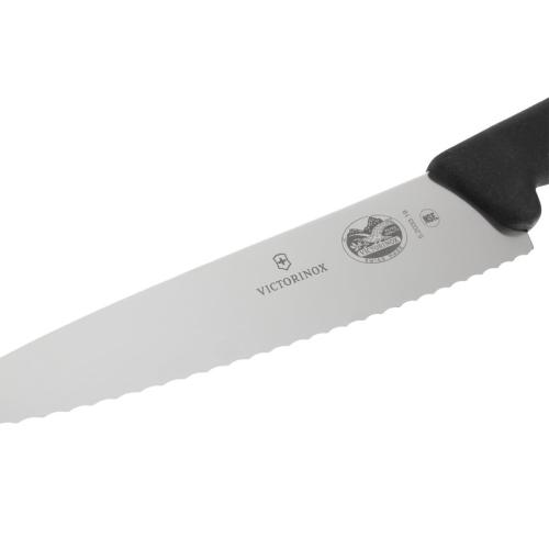 Victorinox Fibrox Black Handle Carving Knife Wavy Edge - 19cm