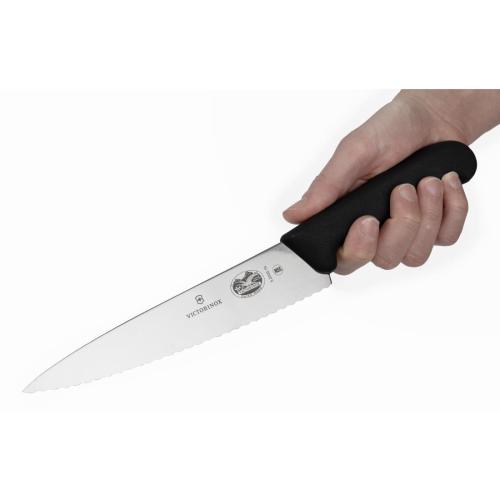 Victorinox Fibrox Black Handle Carving Knife Wavy Edge - 19cm