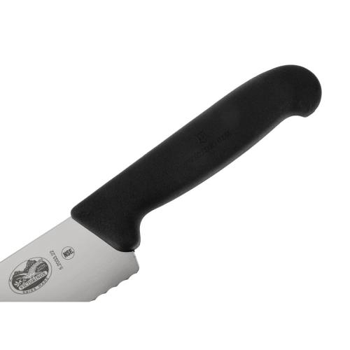 Victorinox Fibrox Black Handle Carving Knife Wavy Edge - 22cm