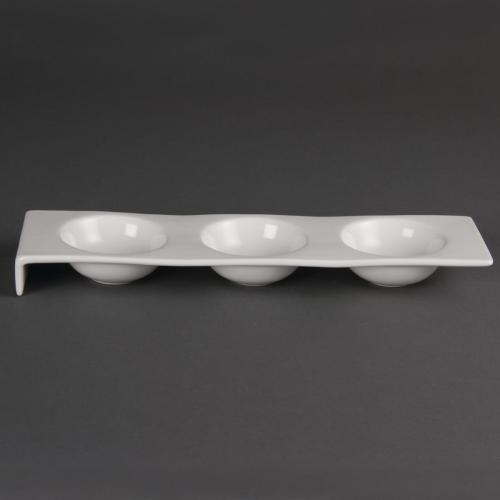 Olympia Whiteware 3 Bowl Dipping Platter - 32x325x90mm (Box 4)