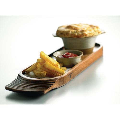 Igneous Medium Single Handled Wooden Tray - 355x140mm 14x5.5" (Box 4) (B2B)