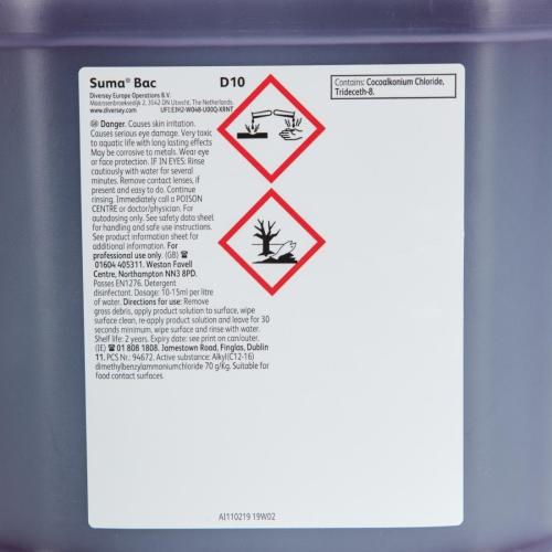 Suma Bac D10 Liquid Cleaner/Sanitiser (2x5Ltr)