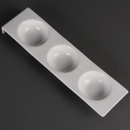 Olympia Whiteware 3 Bowl Dipping Platter - 32x325x90mm (Box 4)