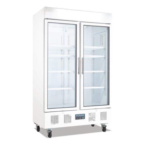 Polar G-Series Upright Double Door Display Fridge White - 944Ltr