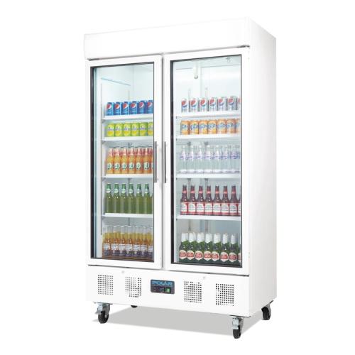 Polar G-Series Upright Double Door Display Fridge White - 944Ltr