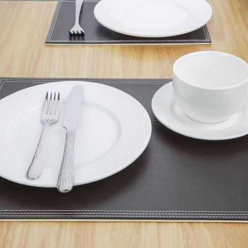 Olympia Faux Leather Placemat Brown - 400x300mm 15 3/4x 11 4/5" (Pack 1)