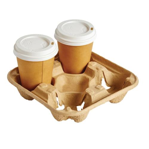 Moulded Pulp 4 Cup Carry Tray (Box 160)