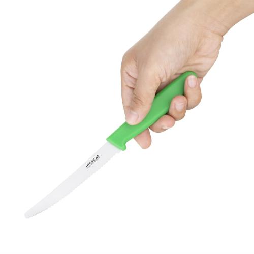 Hygiplas Tomato Serrated Knife Green - 102mm 4"