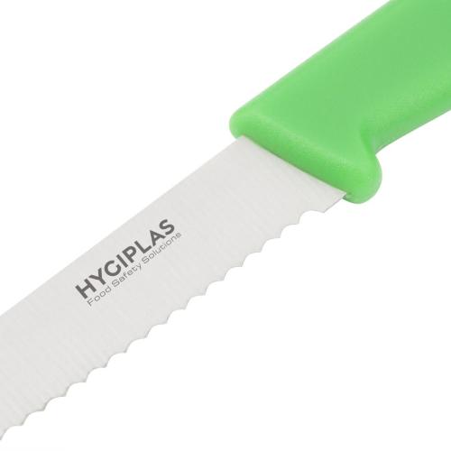 Hygiplas Tomato Serrated Knife Green - 102mm 4"