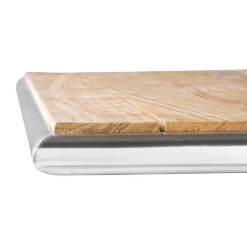 Bolero Square Pedestal Bistro Table Ash & Alu Top - 700mm