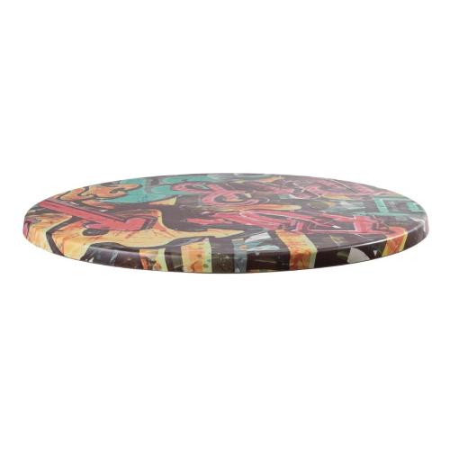 Werzalit Round 800mm Table Top Graffiti 242 (B2B)