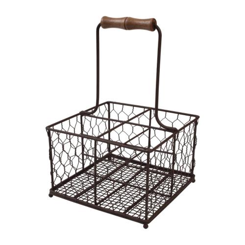 T&G Provence Wire Four Sauce Bottle Holder Brown - 197x197x300mm