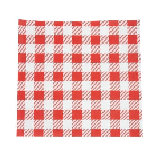 Red Gingham Greaseproof Paper - 250x250mm (Pack 200)