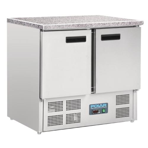 Polar G-Series Double Door Counter Fridge with Granite Work Top - 240Ltr