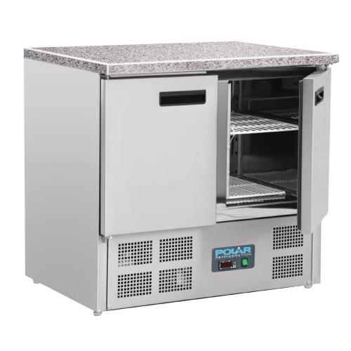 Polar G-Series Double Door Counter Fridge with Granite Work Top - 240Ltr