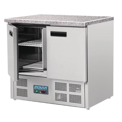 Polar G-Series Double Door Counter Fridge with Granite Work Top - 240Ltr