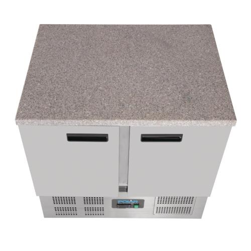 Polar G-Series Double Door Counter Fridge with Granite Work Top - 240Ltr