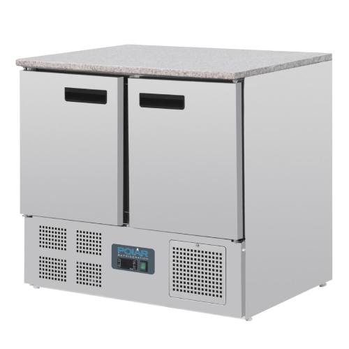 Polar G-Series Double Door Counter Fridge with Granite Work Top - 240Ltr
