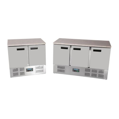 Polar G-Series Double Door Counter Fridge with Granite Work Top - 240Ltr